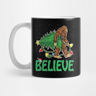 Believe Bigfoot Christmas Gifts For Men Boys Girls Funny Christmas T-Shirt Mug